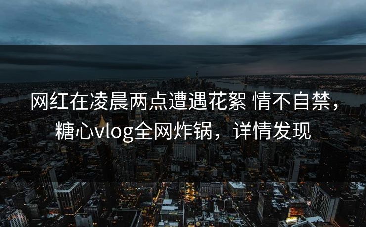 网红在凌晨两点遭遇花絮 情不自禁，糖心vlog全网炸锅，详情发现