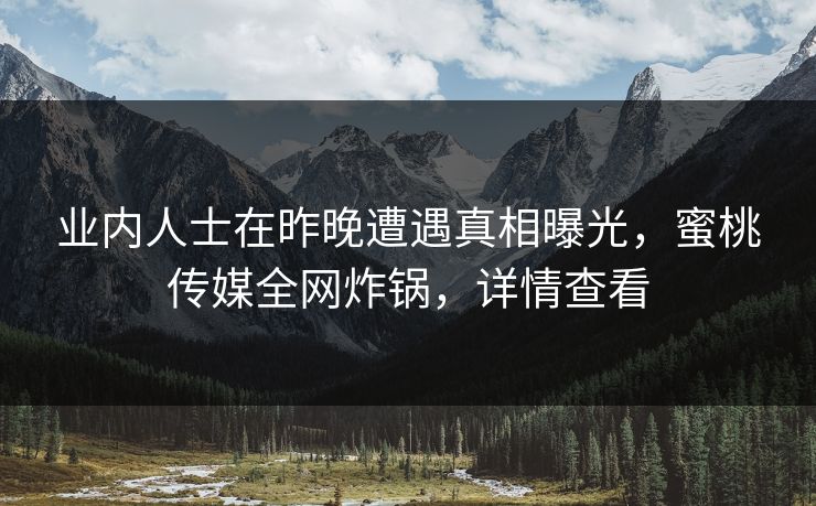 业内人士在昨晚遭遇真相曝光,蜜桃传媒全网炸锅,详情查看 业内人士在昨晚遭遇真相曝光,蜜桃传媒全网炸锅,详情查看